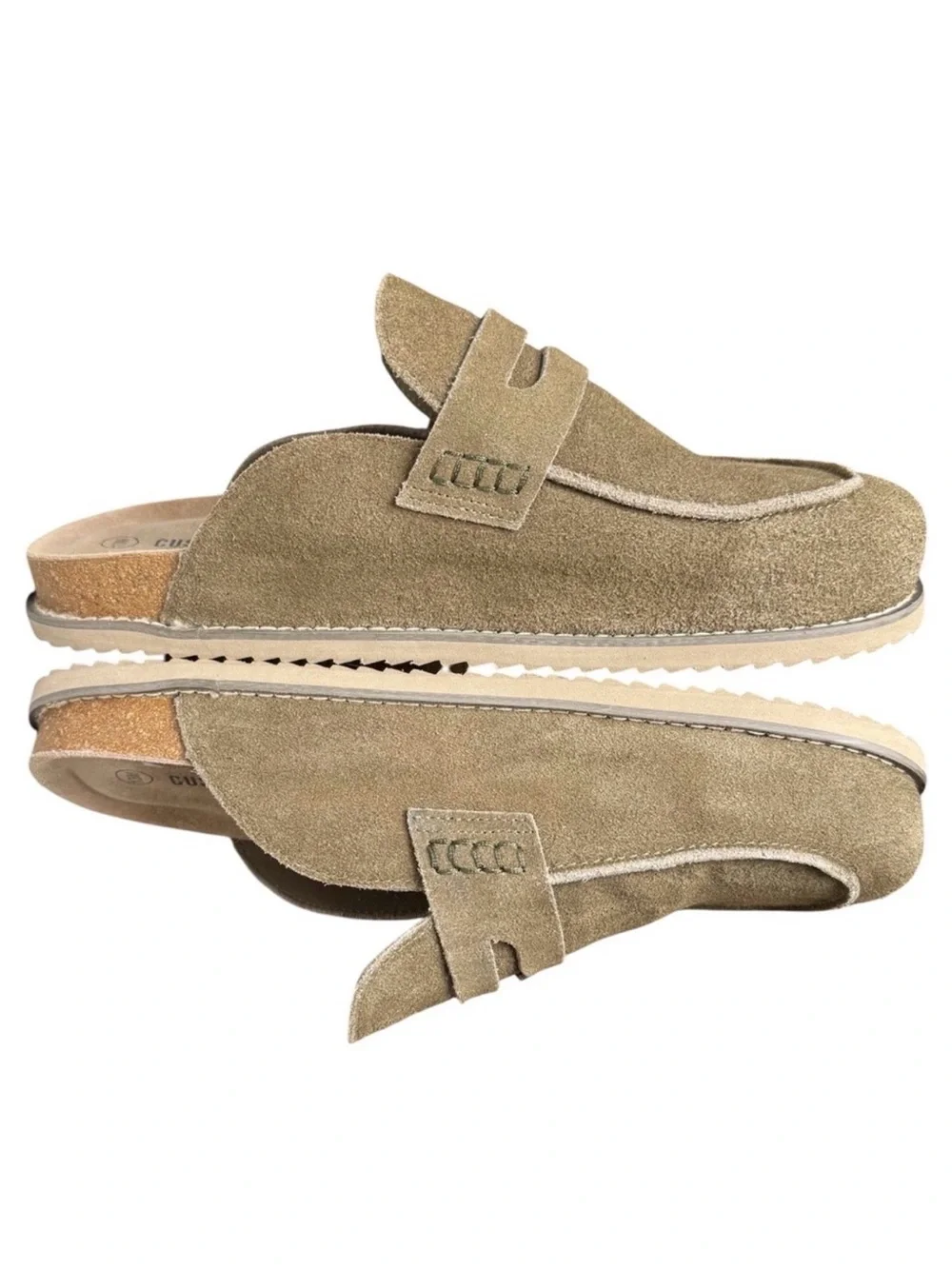 Cushionaire Wally Men's Taupe Suede Slip-On Cork Clog Mule Slide Shoes Size 13